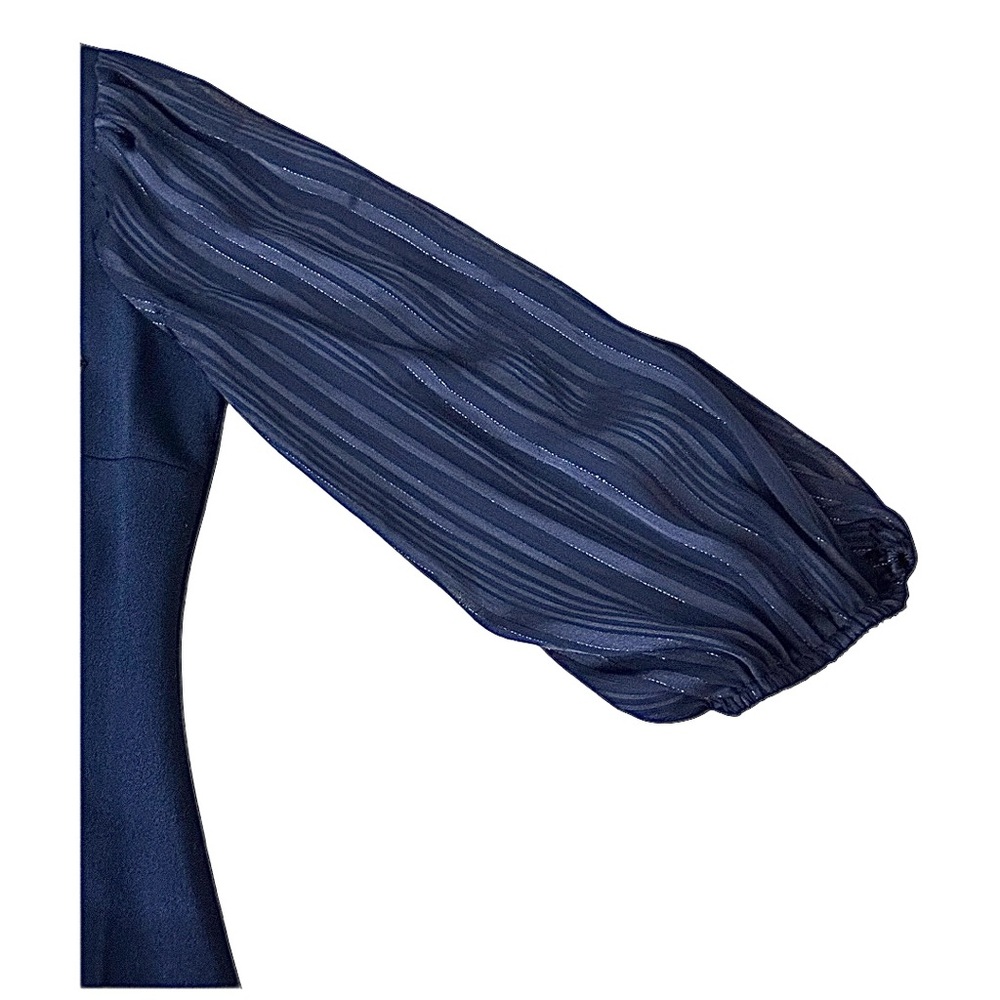 DKNY Navy Sheath Dress Size 10 NWT Puff Sleeve Pleated Elegant Career - Picture 6 of 11